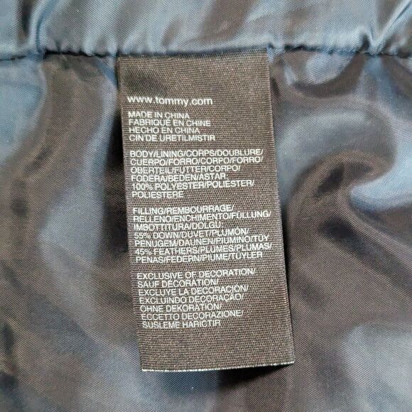 Tommy Hilfiger Puffer Vest Womens Small Down Filled Navy Blue Herringbone Preppy - Picture 9 of 10